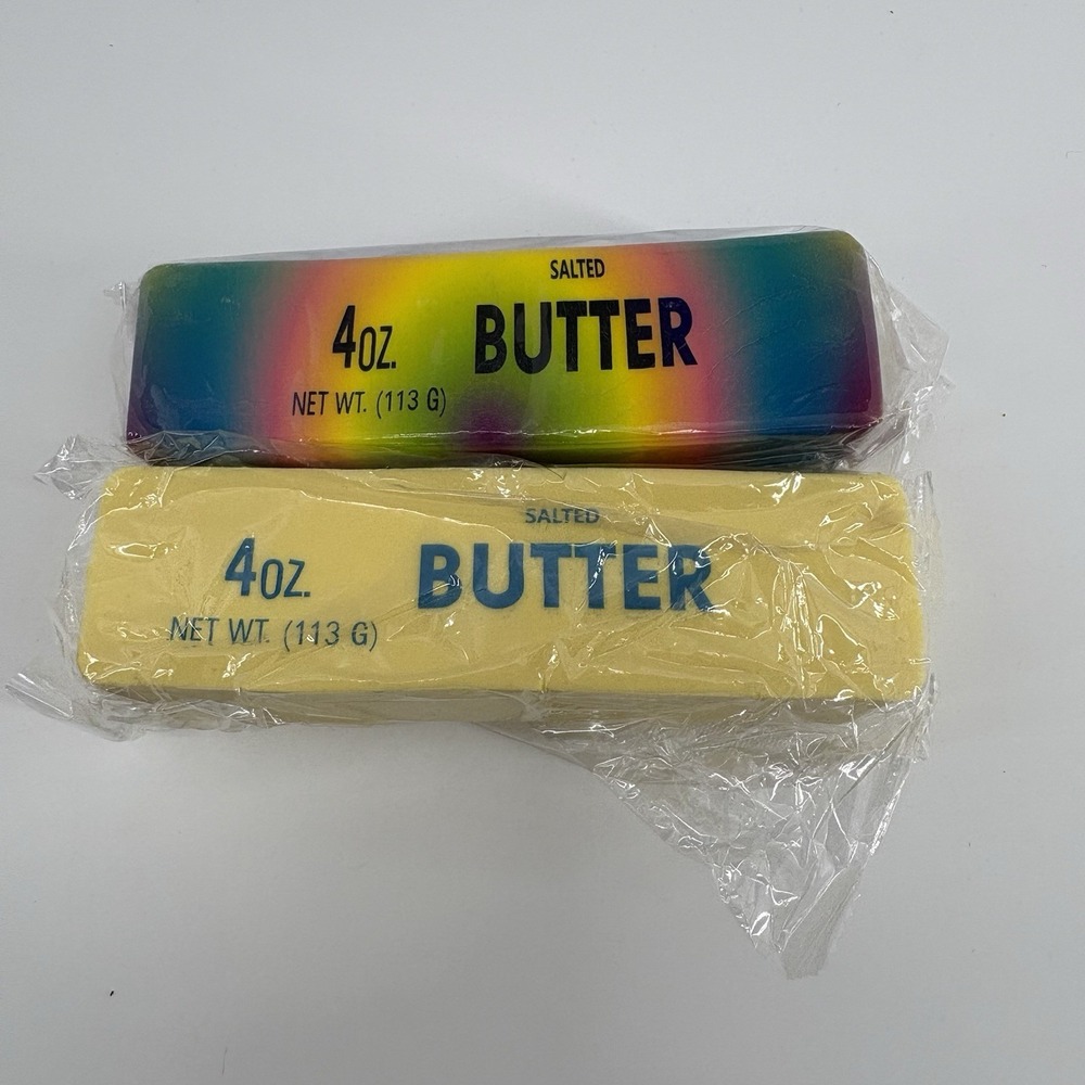 Lot Of 2 (1) Rainbow & (1) Yellow Butter Squishy Toys Soft Slow Rising